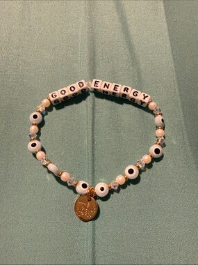 Little Words Project Good Energy White Gold & Blue Beaded Bracelet